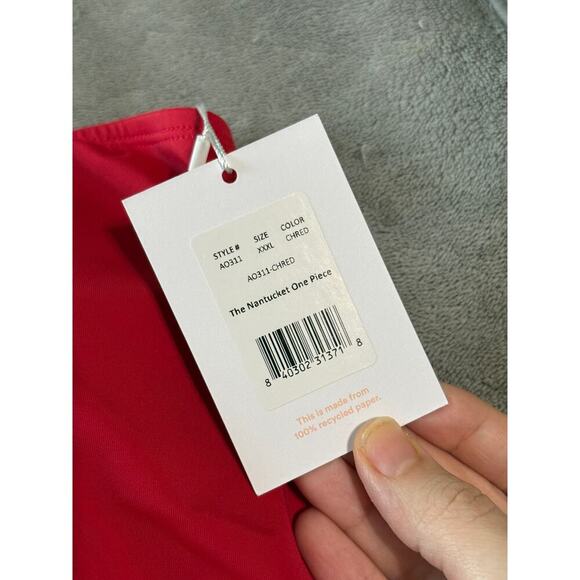 NWT Andie Swim Size XXXL Cherry Red Nantucket One Piece One Shoulder Plus Size - Picture 4 of 6